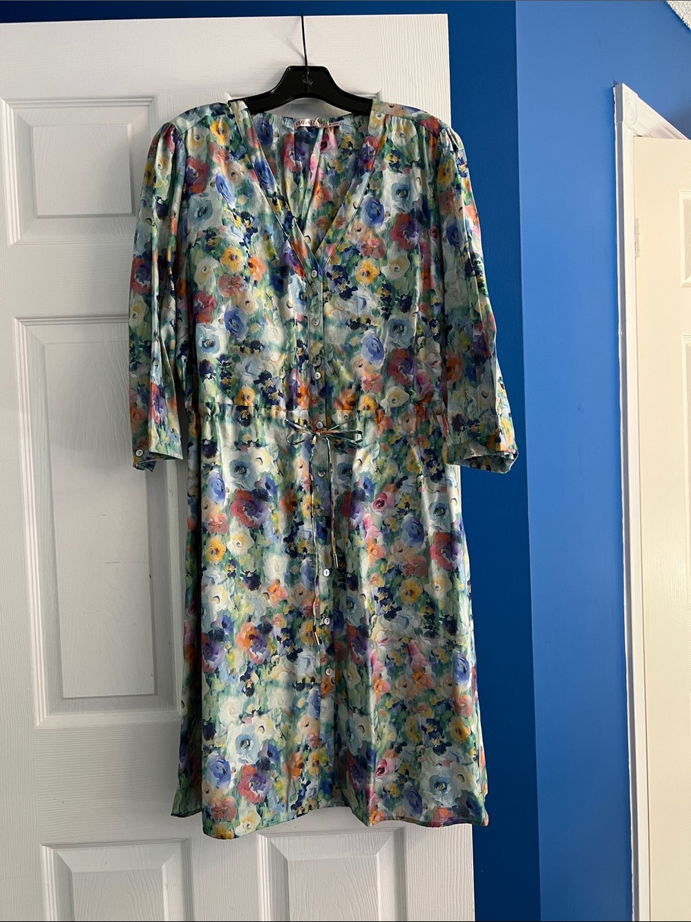 ESQUALO Aqua Multi Floral Midi Dress
